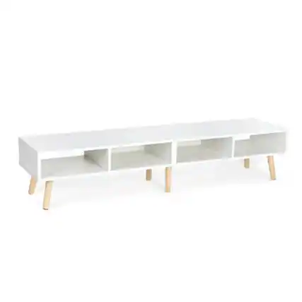 Front. Hivvago - Modern Mid-Century Style TV Stand in White with Wood Legs for TVs up to 65-inch - White.