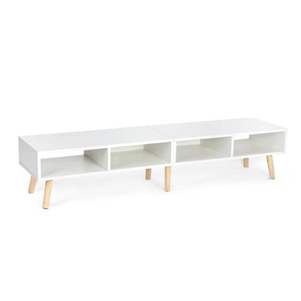 Front. Hivvago - Modern Mid-Century Style TV Stand in White with Wood Legs for TVs up to 65-inch - White.