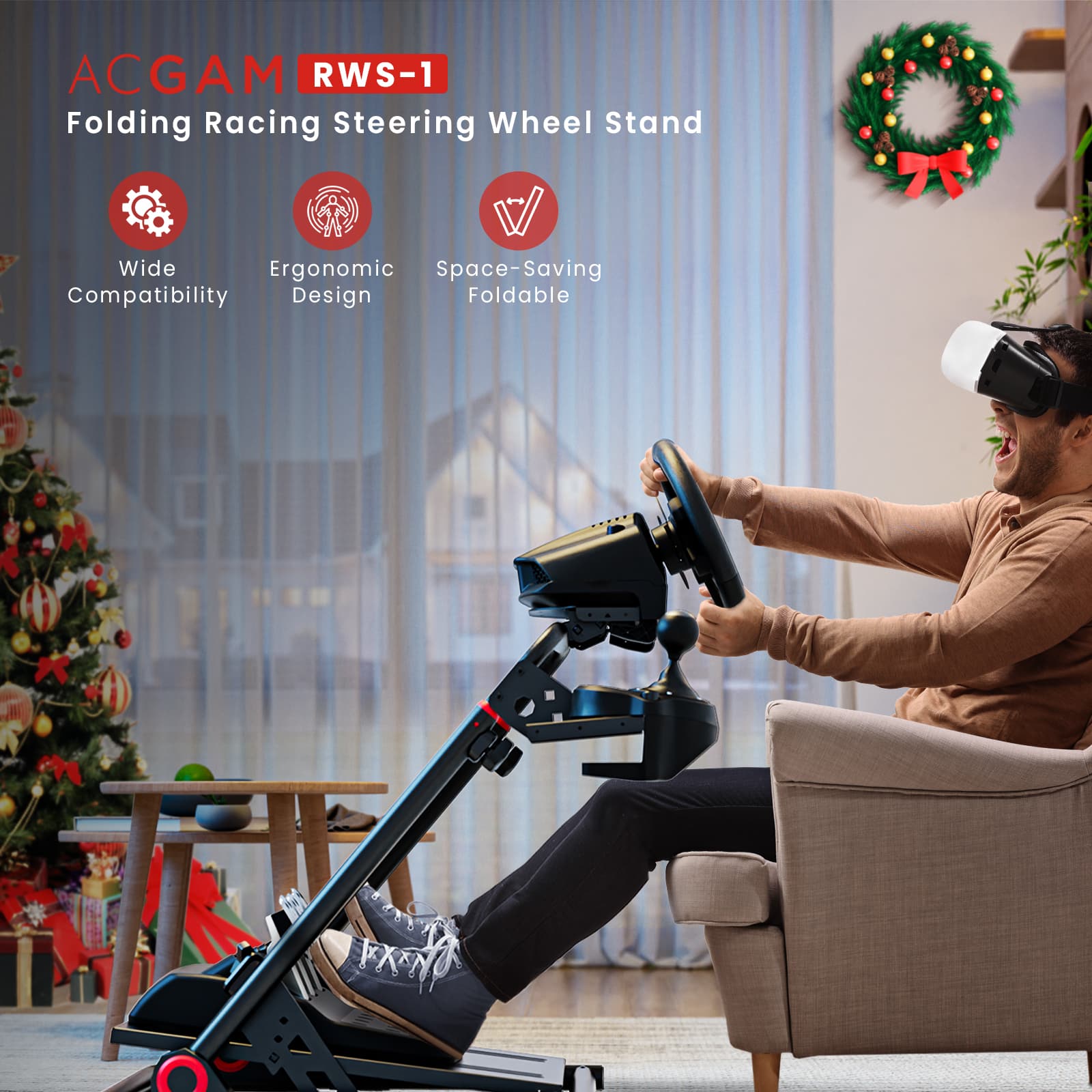 ACGAM RWS-1 Folding Racing Steering Wheel Stand is a product that offers a wide range of benefits. It is designed to be ergonomic and space-saving, making it an ideal choice for those who want to optimize their gaming experience. The stand is compatible with a variety of steering wheel designs, ensuring that it can be used with different gaming systems. Additionally, the stand is foldable, making it easy to store and transport when not in use. Overall, the ACGAM RWS-1 Folding Racing Steering Wheel Stand is a versatile and practical product for gamers.