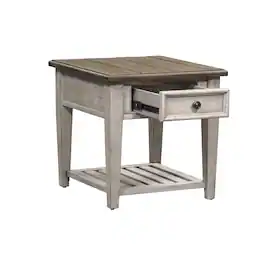 Liberty Furniture Industries - Heartland Drawer End Table in Antique w/ Tobacco Top - White