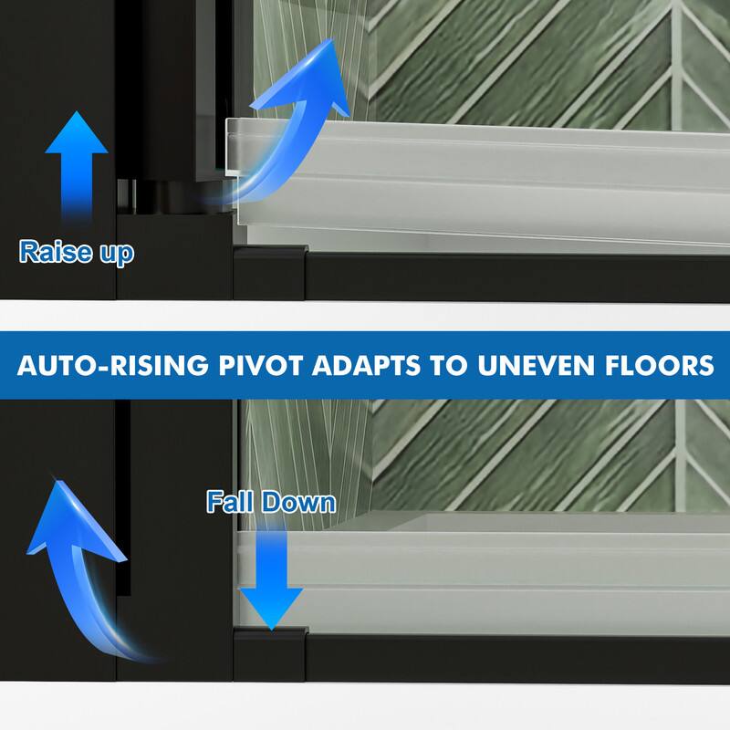 Raise up  
AUTO-RISING PIVOT ADAPTS TO UNEVEN FLOORS  
Fall Down