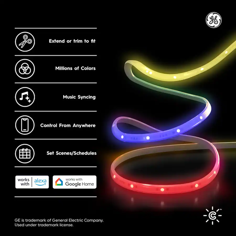 Led Strip Extrender GE Cync 8 Foot Indoor Smart LED Light Strip Extension (Power Supply ...