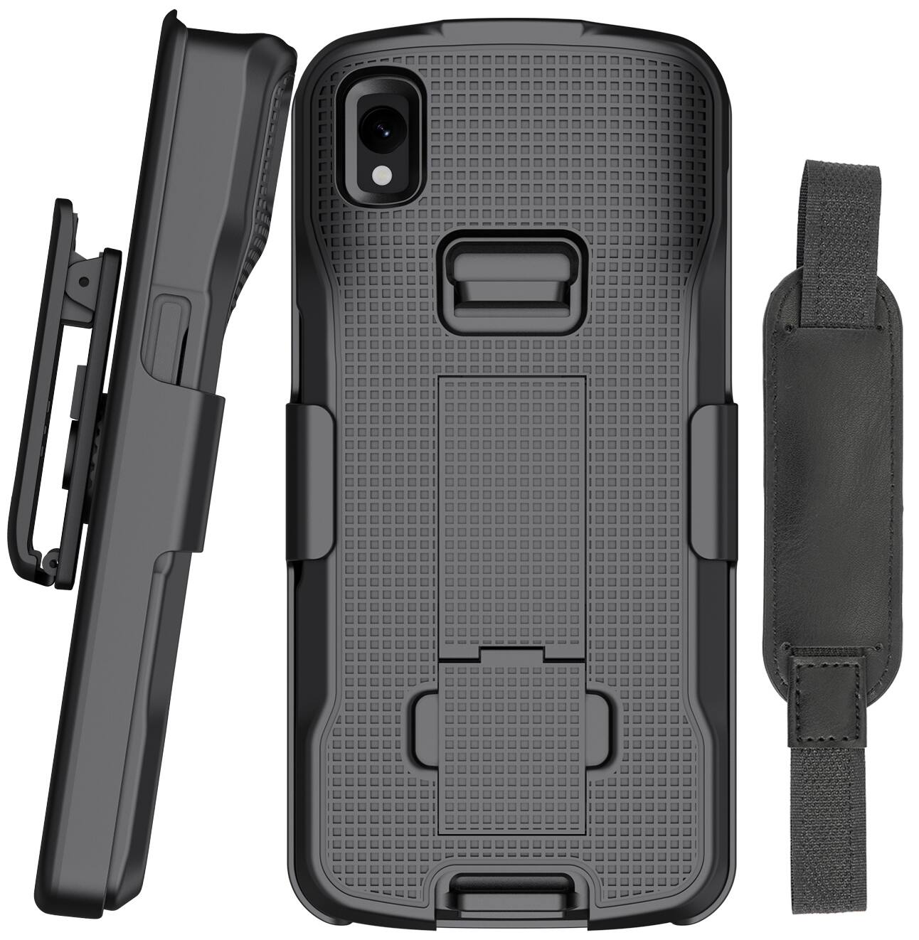 Front. Nakedcellphone - Case/Strap/Holster Combo for Zebra TC22 / TC27 - Black.