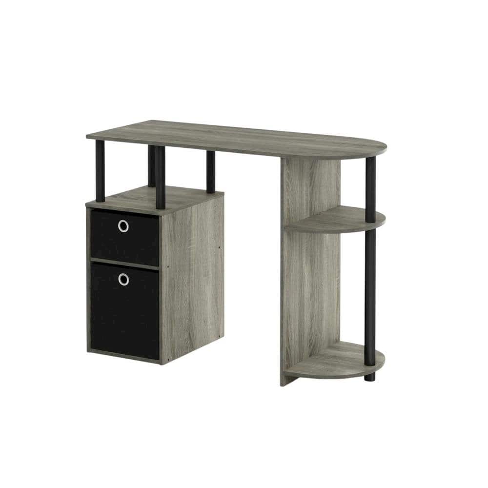 BisonOffice - Study Desk with Bin Drawers for Home Office - French Oak Grey/Black