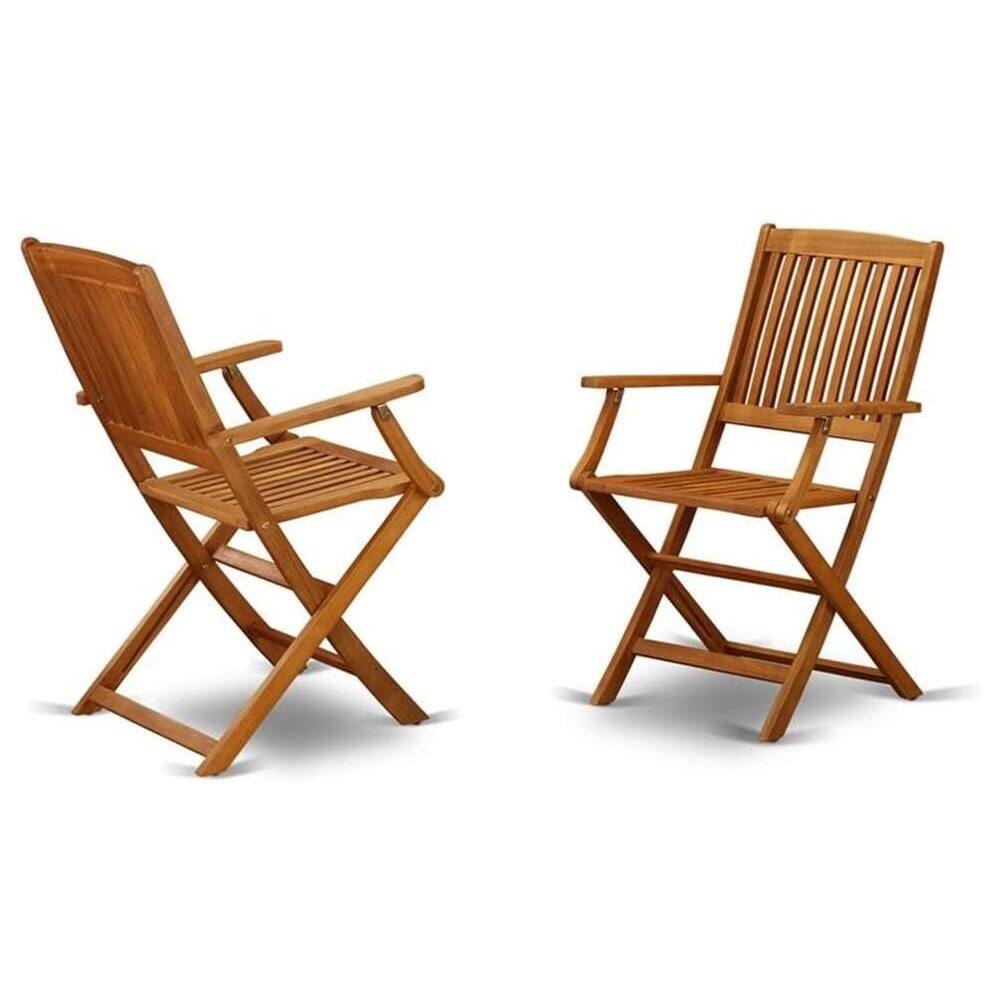 Angle. East West Furniture - Wooden Patio Set Natural Oil - Brown.