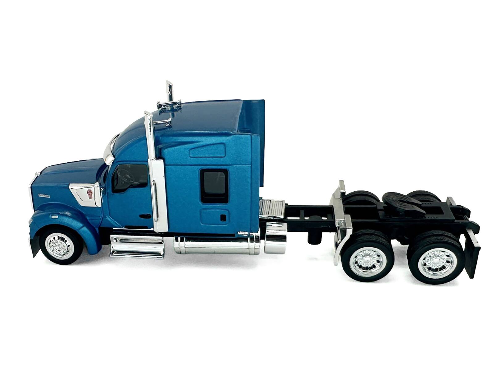 Alt View 3. HO Logistics Replicas - Kenworth W990 with Stand Up Sleeper Cab Blue Metallic 1/87 (HO) Scale Plastic Model Car by HO Logistics.