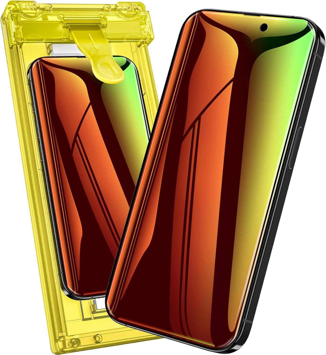 Front. PARKER SLATER - 2 Pack iPhone 16 Pro Max Privacy Screen Protector, Colorful Gradient Anti-Spy Film with Anti-Blue Light, 7H Hardness, Au - Multi-Coloured.