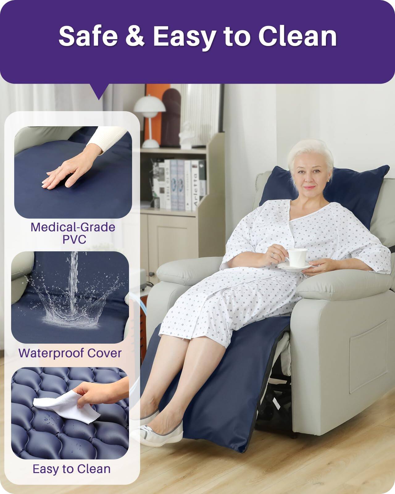 Safe & Easy to Clean

- Medical-Grade PVC
- Waterproof Cover
- Easy to Clean