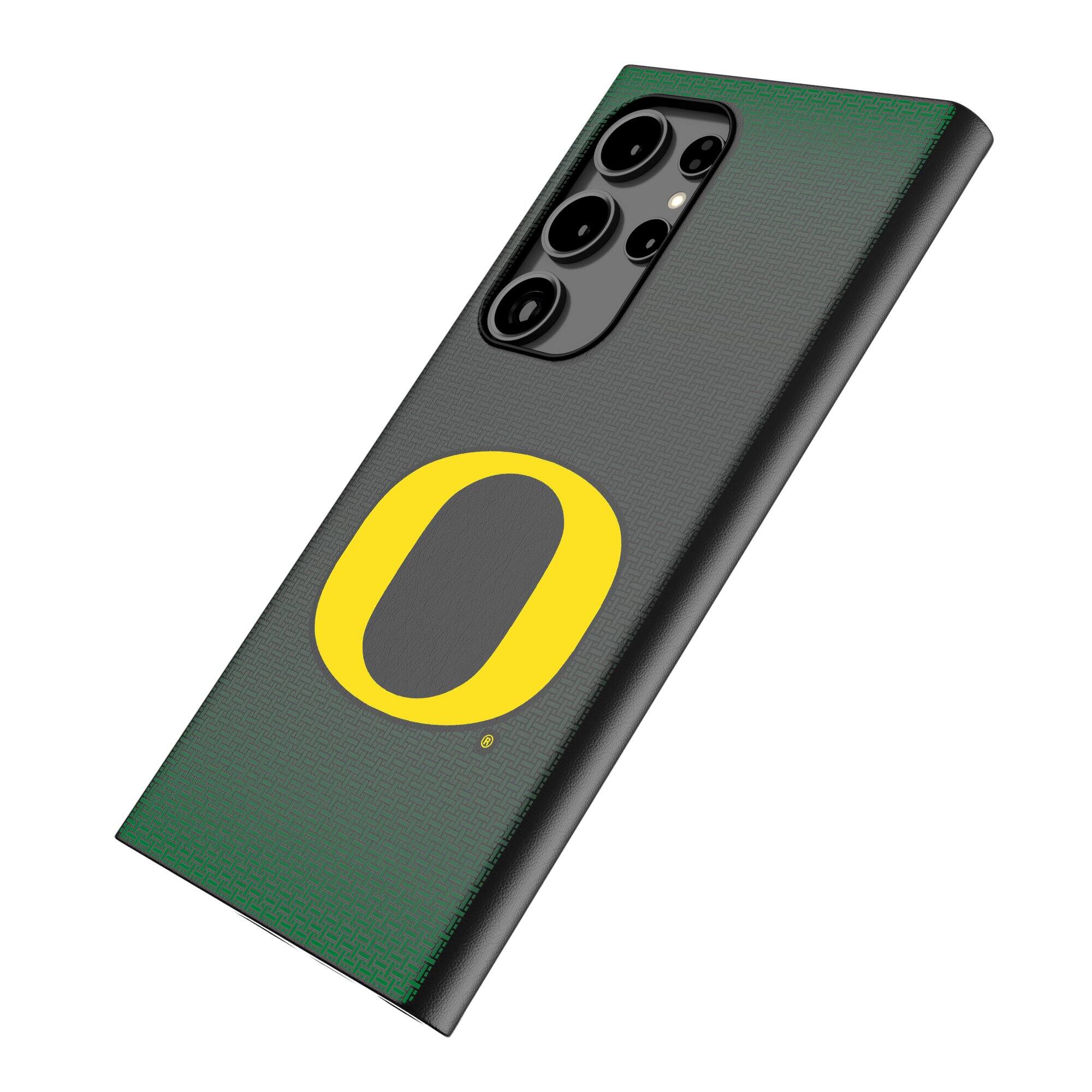 Alt View 1. Keyscaper - Oregon Ducks Linen Galaxy Magnetic Bump Case - S25 - Black.