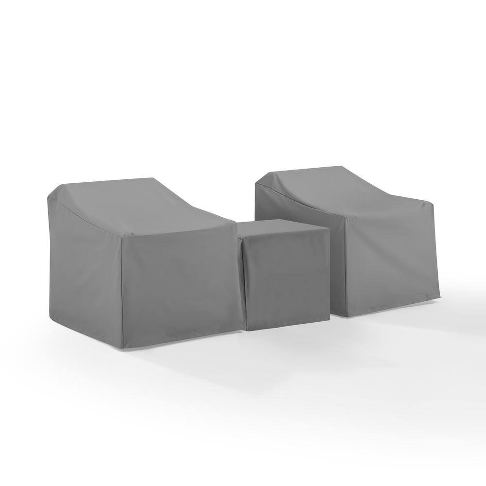 Angle. Crosley Furniture - 3Pc Outdoor Furniture Cover Set - Two Armchairs & End Table - Gray.