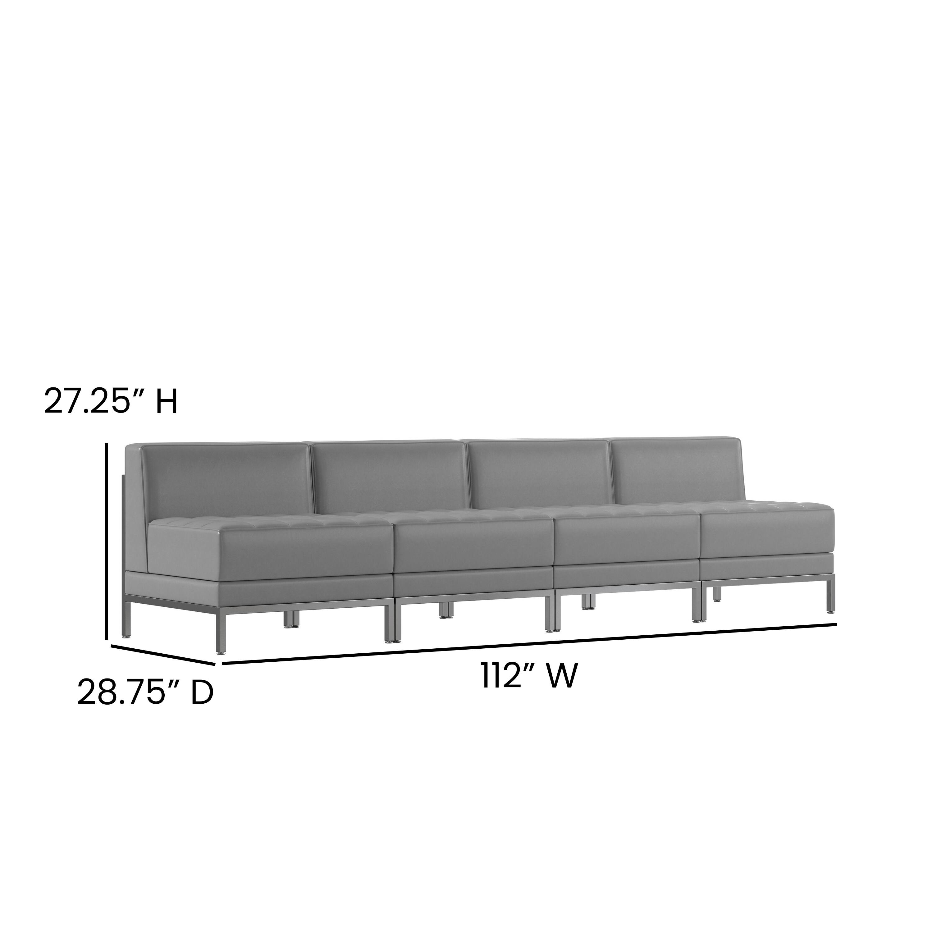 27.25" H  
28.75" D  
112" W