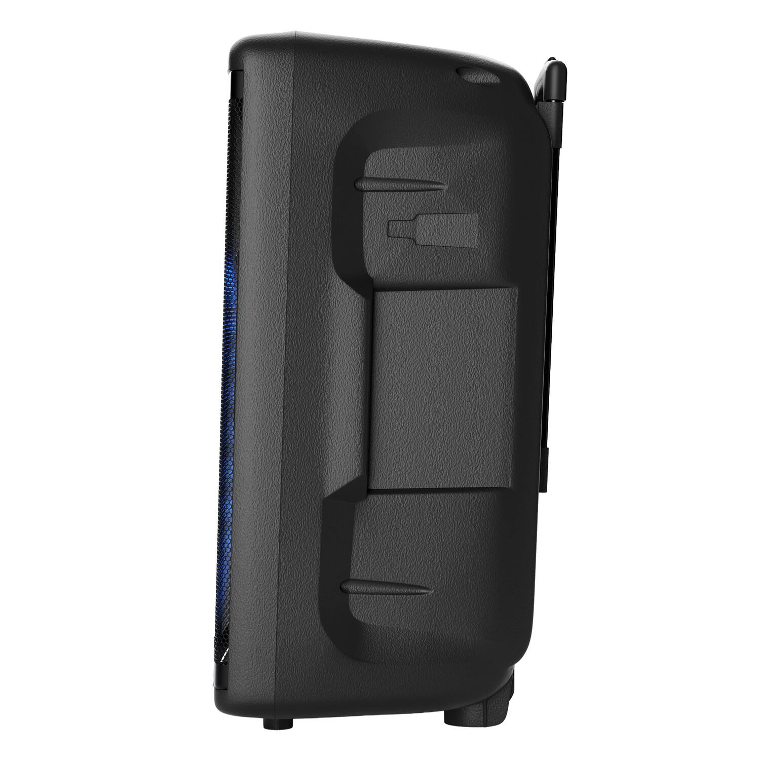 Alt View 3. Dolphin Audio - 3600W Bluetooth Rechargeable Party Speaker, 15" Woofer, Lights, Wired Mic, Remote - Black.