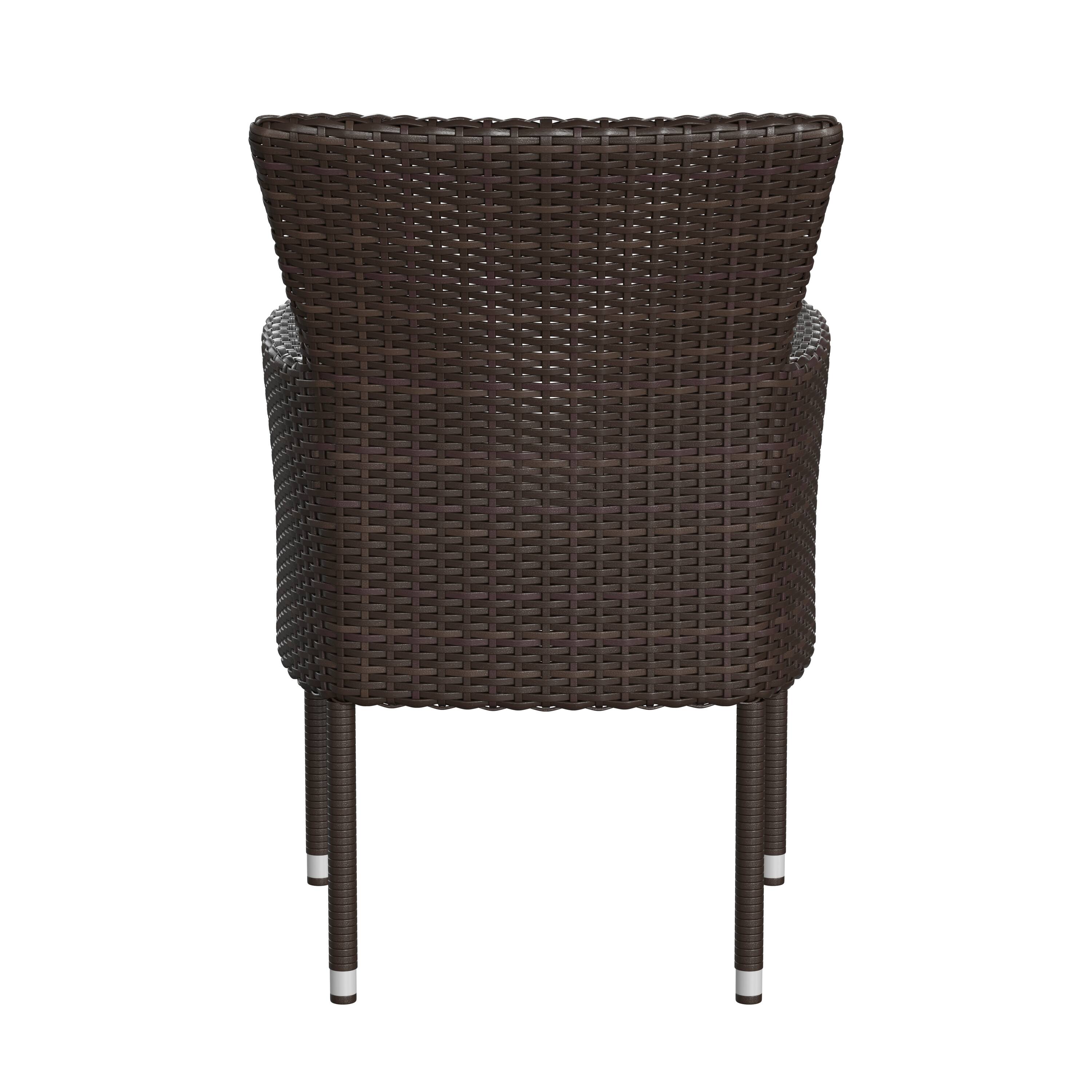 Alt View 8. Emma + Oliver - Ina Set of 2 Modern Wicker Patio Chairs with Removable Cushions for Indoor and Outdoor Use - Espresso/Cream.