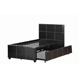 Manhattan Lane - Commodius Full Bed With Rundle Espresso Faux Leather - Black
