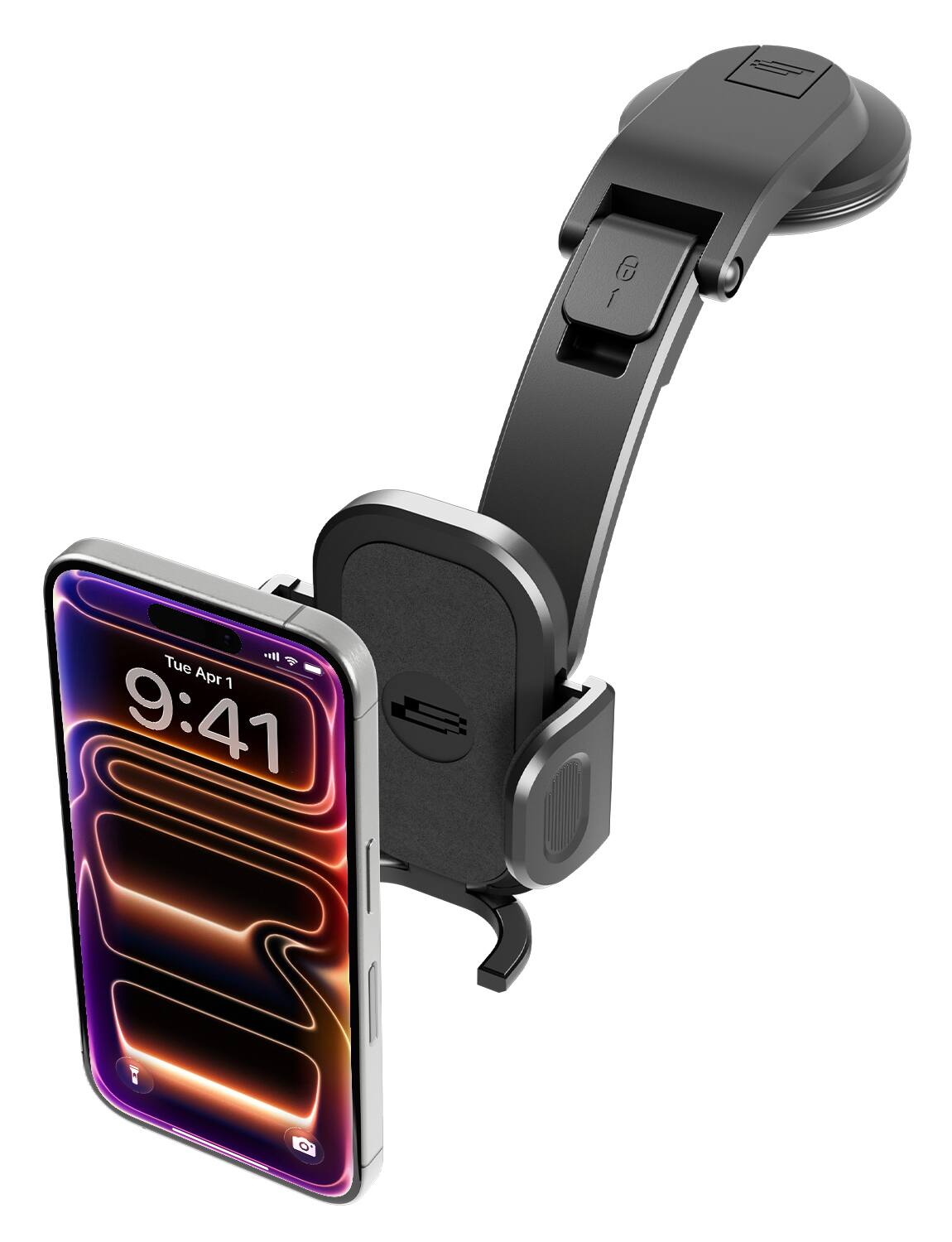 Bracketron - TripGrip Low-Profile Dash Mount – Flexible Gooseneck, One-Button Expansion, 360° Rotation - Black