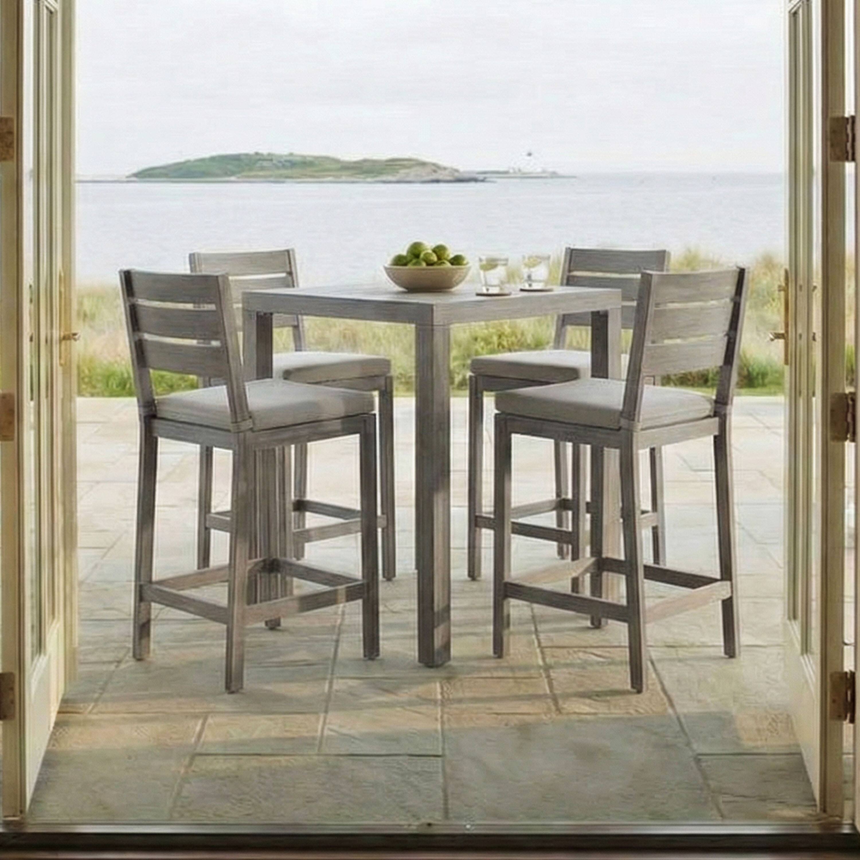 Alt View 1. Martha Stewart - Bedford 3 Piece Aluminum Patio Set, 2 Bar Stools with Cushions, 35.5" Square Patio Table - Gray.