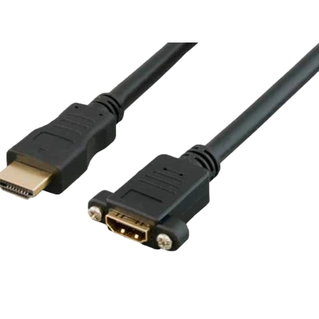 Sanoxy - 1ft HDMI Panel-Mount Male to Female Extension Cable with Ethernet - Black
