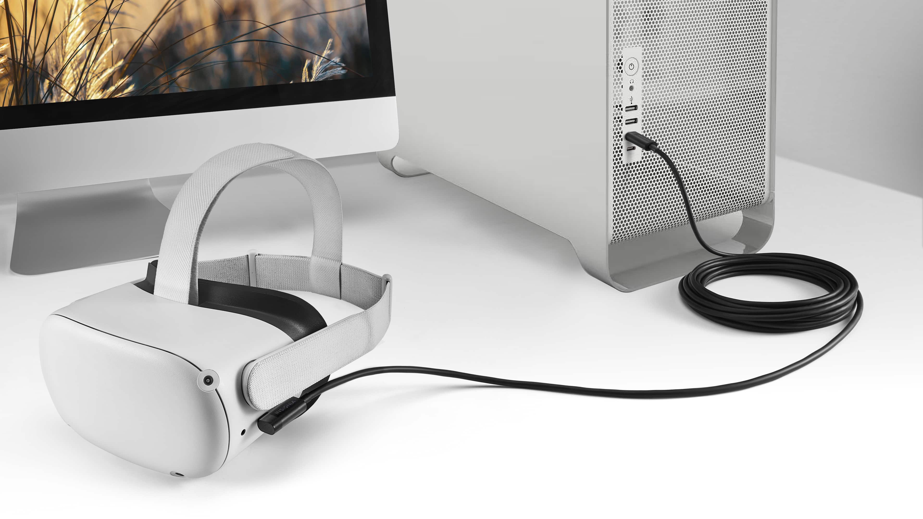 Alt View 4. Insignia™ - 16.4' USB-C Virtual Reality Headset Cable for Meta Quest 2 and 3 - Black.