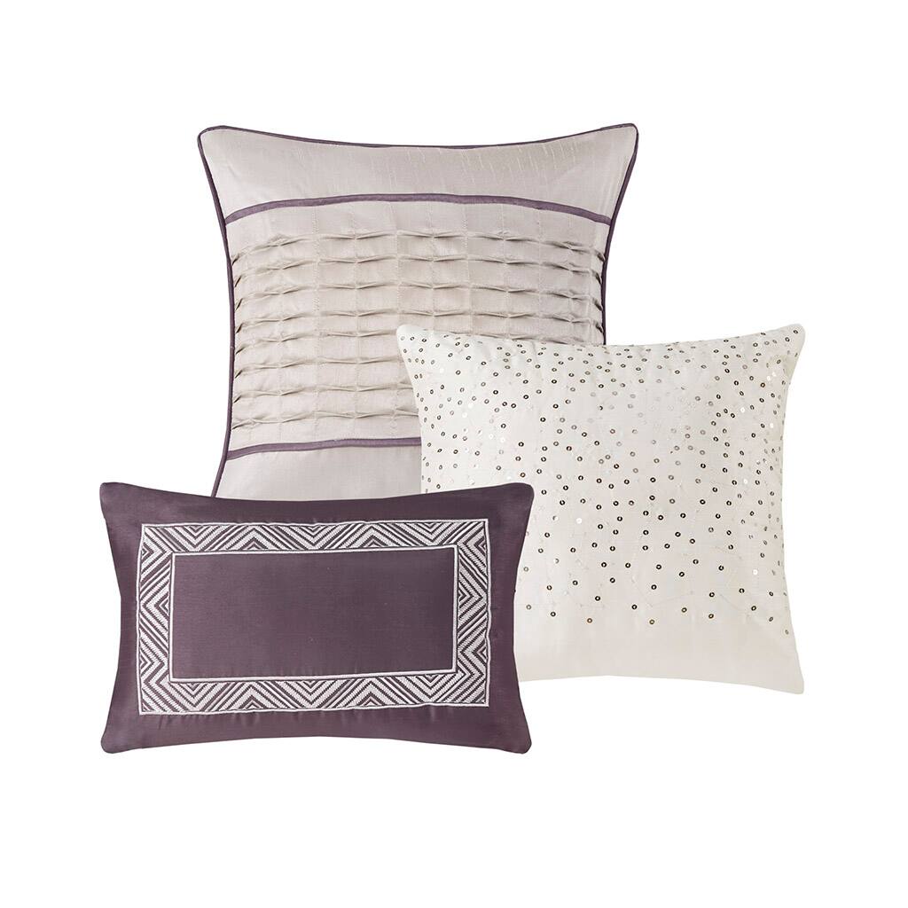 Alt View 4. Gracie Mills - Gracie Mills Hickman 7-Piece Transitional Striped Jacquard Comforter Set - Purple.