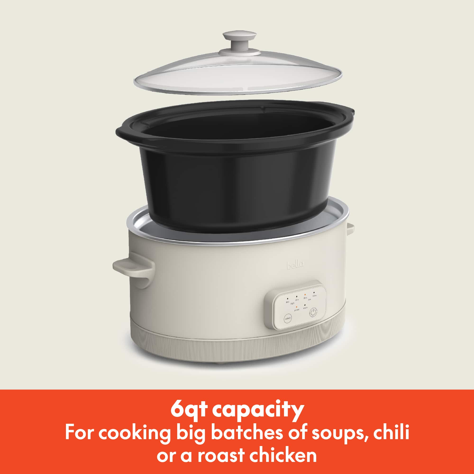6qt capacity
For cooking big batches of soups, chili or a roast chicken