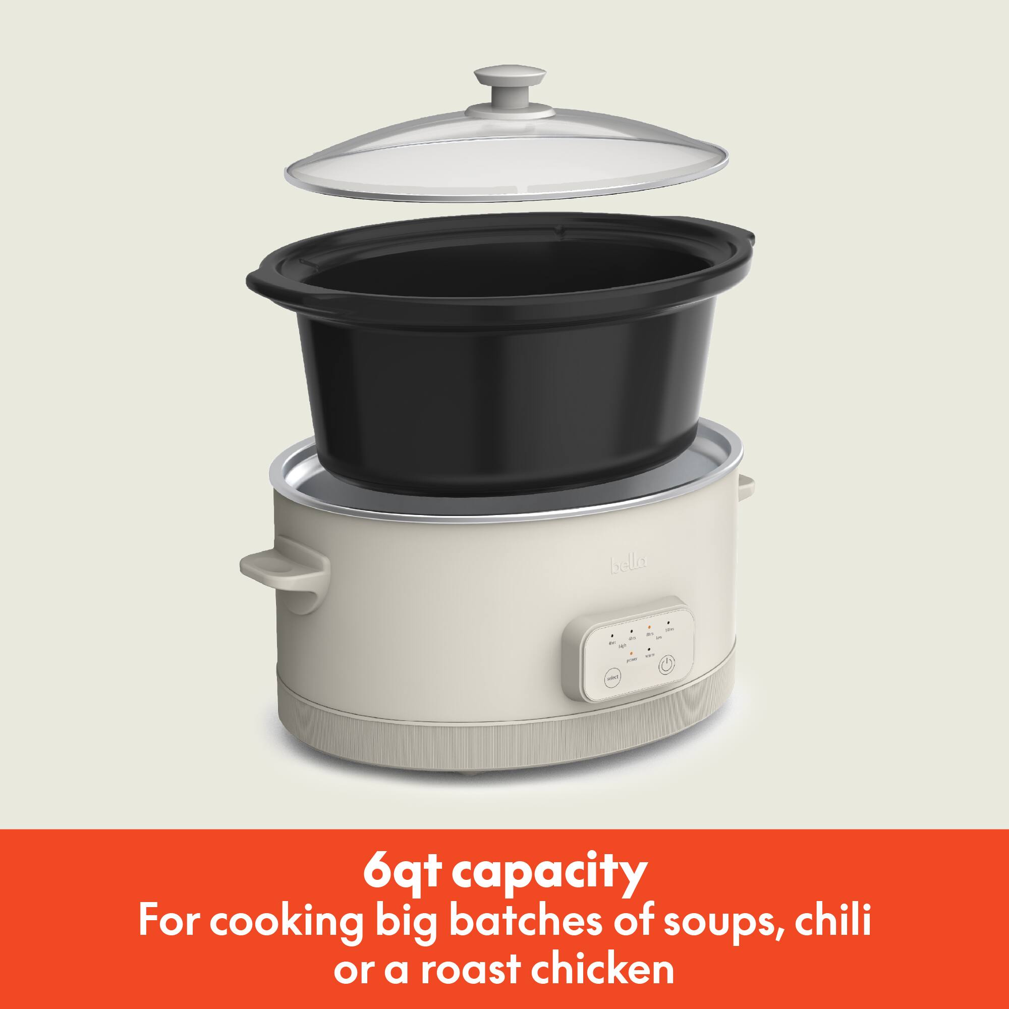 6qt capacity  
For cooking big batches of soups, chili or a roast chicken