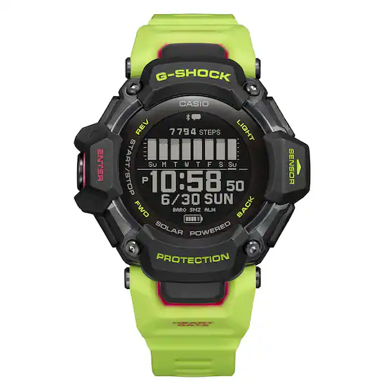 Casio G Shock Move 52mm Heart Rate GPS Solar Assist Resin Strap Smartwatch Yellow GBDH2000 1A9 Best Buy