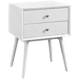 FurniFact - Nightstand with Modern Design and Sturdy Construction for Bedroom Use - White