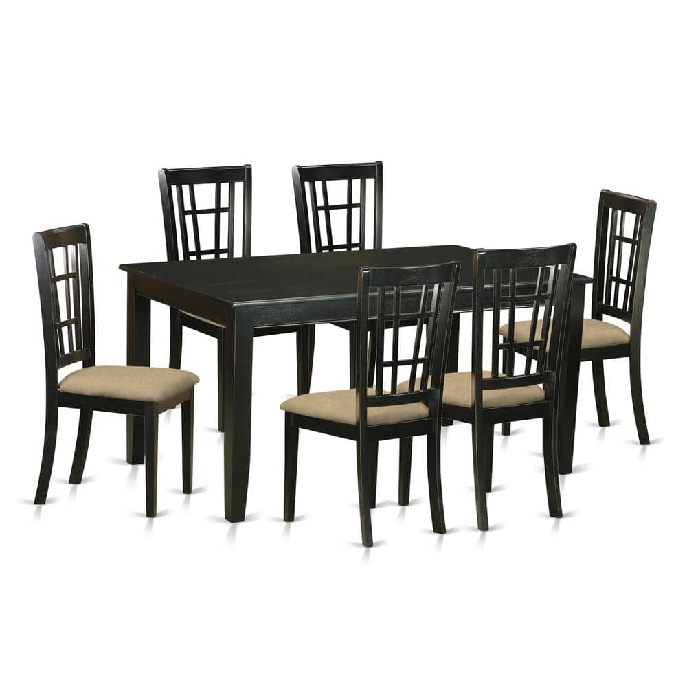 East West Furniture - DUNI7-BLK-C 7 Pc Dining room set -Kitchen Table and 6 Dining Chairs - Black price history on PriceWatchPro
