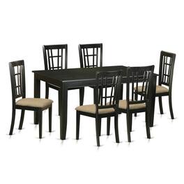 East West Furniture - DUNI7-BLK-C 7 Pc Dining room set -Kitchen Table and 6 Dining Chairs - Black