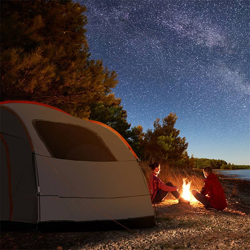 Alt View 4. HTUTWOO - 8' Camping Tent with Rain Layer and Carry Bag, Double Layer Truck Tent, Accommodate 6-8 Person for Van Hatch Tailgate - Grey.