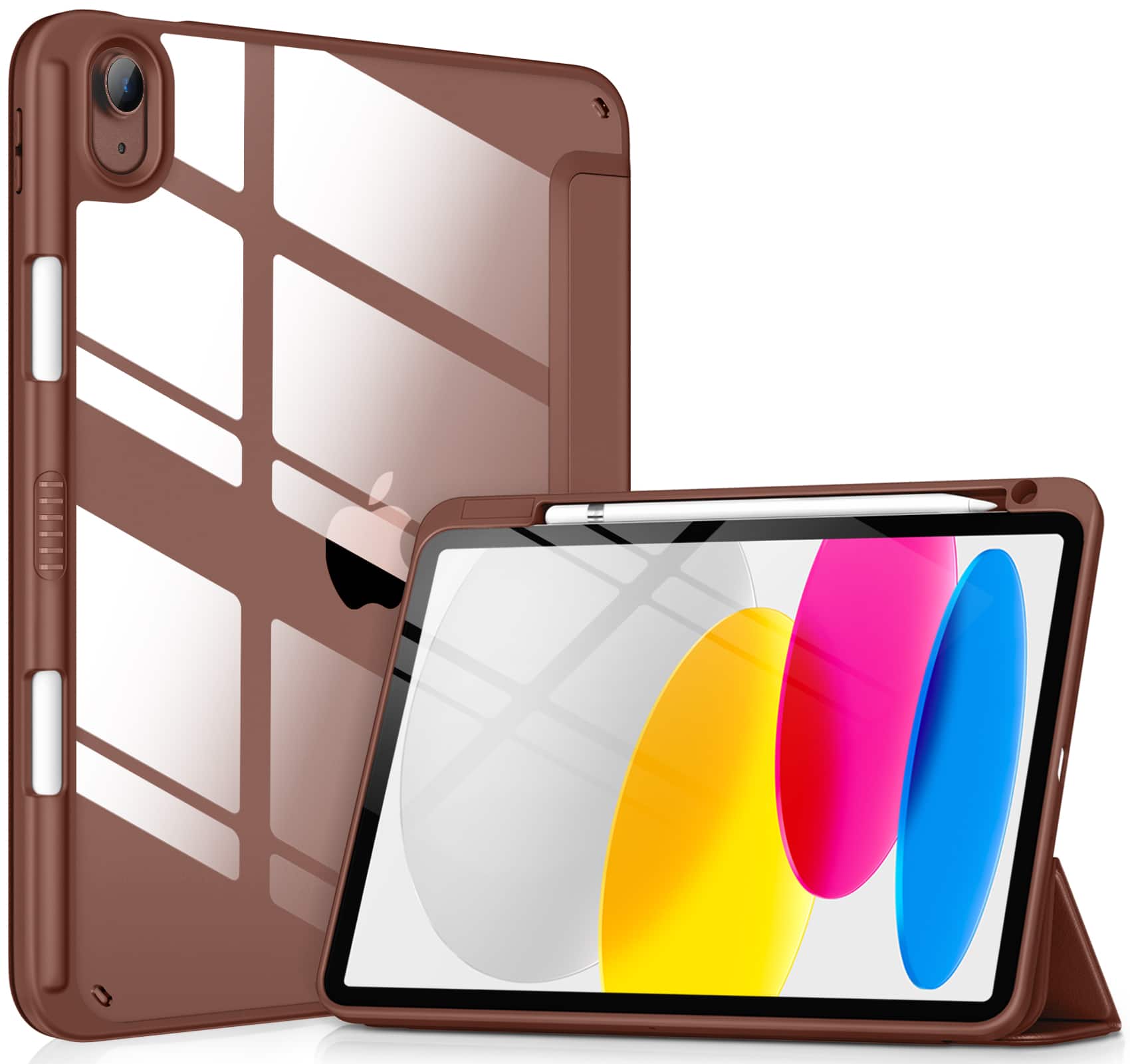 DTTO - Case for iPad (A16) 11-inch 2025 and iPad 10th Generation 10.9 Inch 2022, Clear Back and TPU Shockproof Frame Cover - Brown
