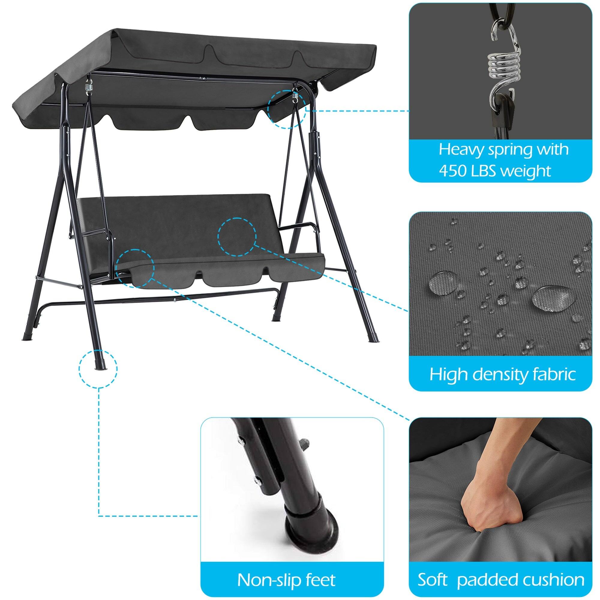 Heavy spring with 450 LBS weight  
High density fabric  
Non-slip feet  
Soft padded cushion