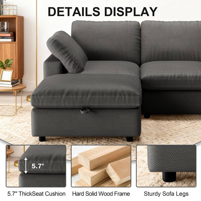 DETAILS DISPLAY

5.7" Thick Seat Cushion  
Hard Solid Wood Frame  
Sturdy Sofa Legs