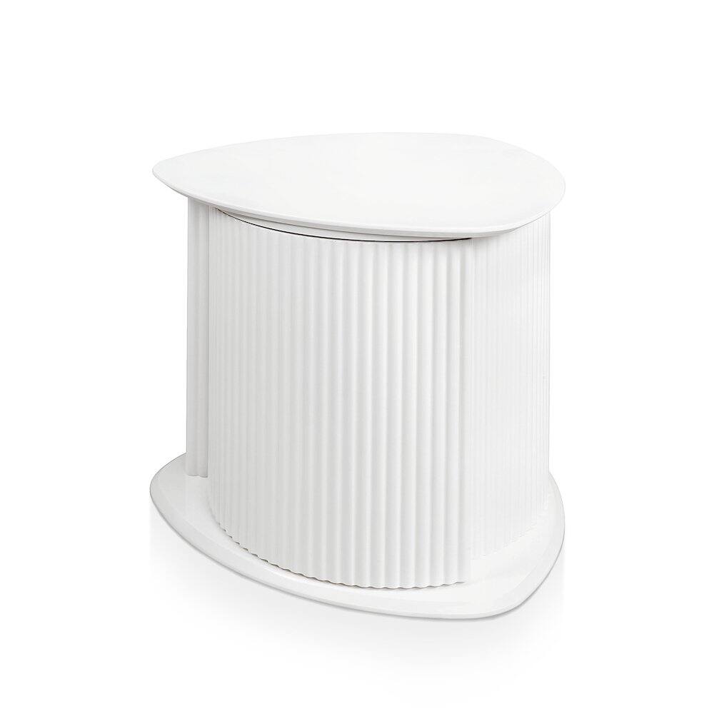 Left. Furniture of America - Talo Fluted Pedestal Triangle Storage End Table - White.