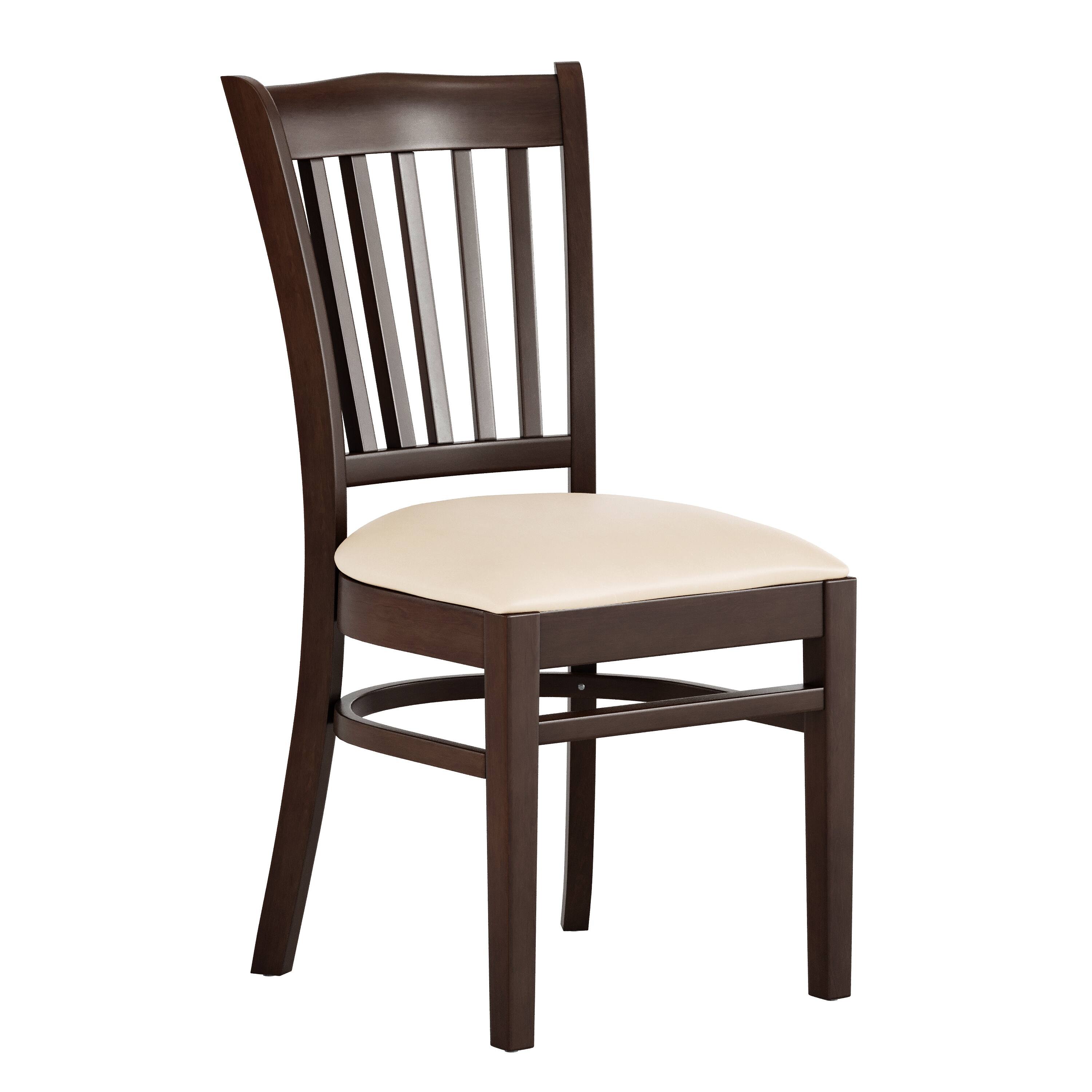 Tan Vinyl Seat/Walnut Wood Frame