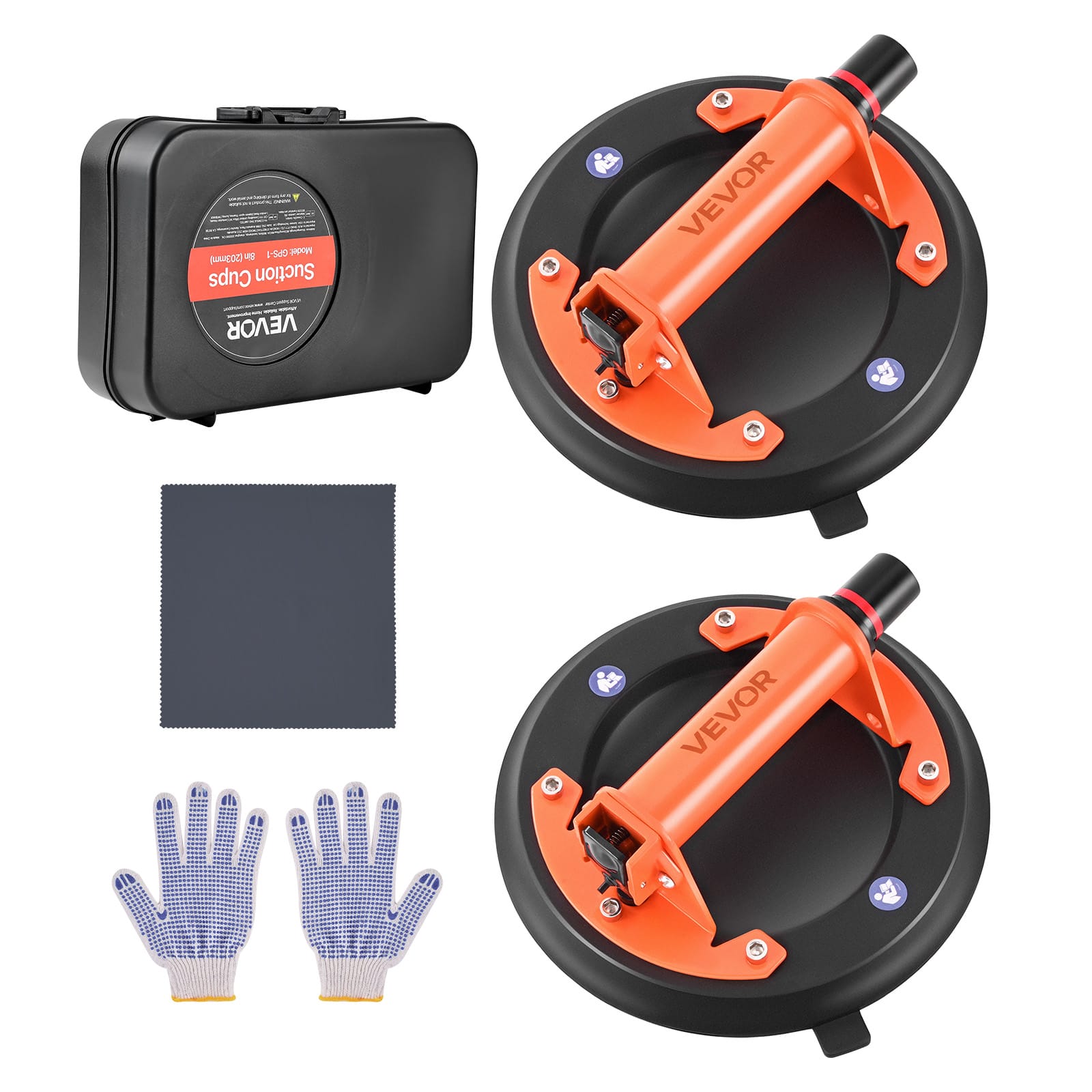 VEVOR - Vacuum Suction Cup, 8-Inch Vacuum Glass Lifter with Metal Handle, 429 lbs Max Lifting Capacity Tile Suction Cup Tool - Black;Orange price history on PriceWatchPro