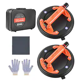 VEVOR - Vacuum Suction Cup, 8-Inch Vacuum Glass Lifter with Metal Handle, 429 lbs Max Lifting Capacity Tile Suction Cup Tool - Black;Orange