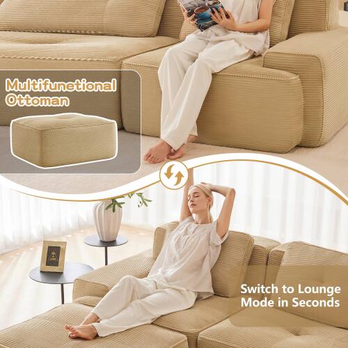 Multifunctional Ottoman  
Switch to Lounge Mode in Seconds