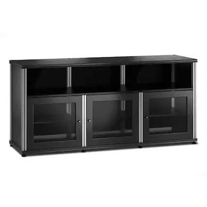 Front. Salamander Designs - Salamander Designs Synergy 339 Triple AV Cabinet (Black Oak with Aluminum Posts) - Black Oak/Aluminum.