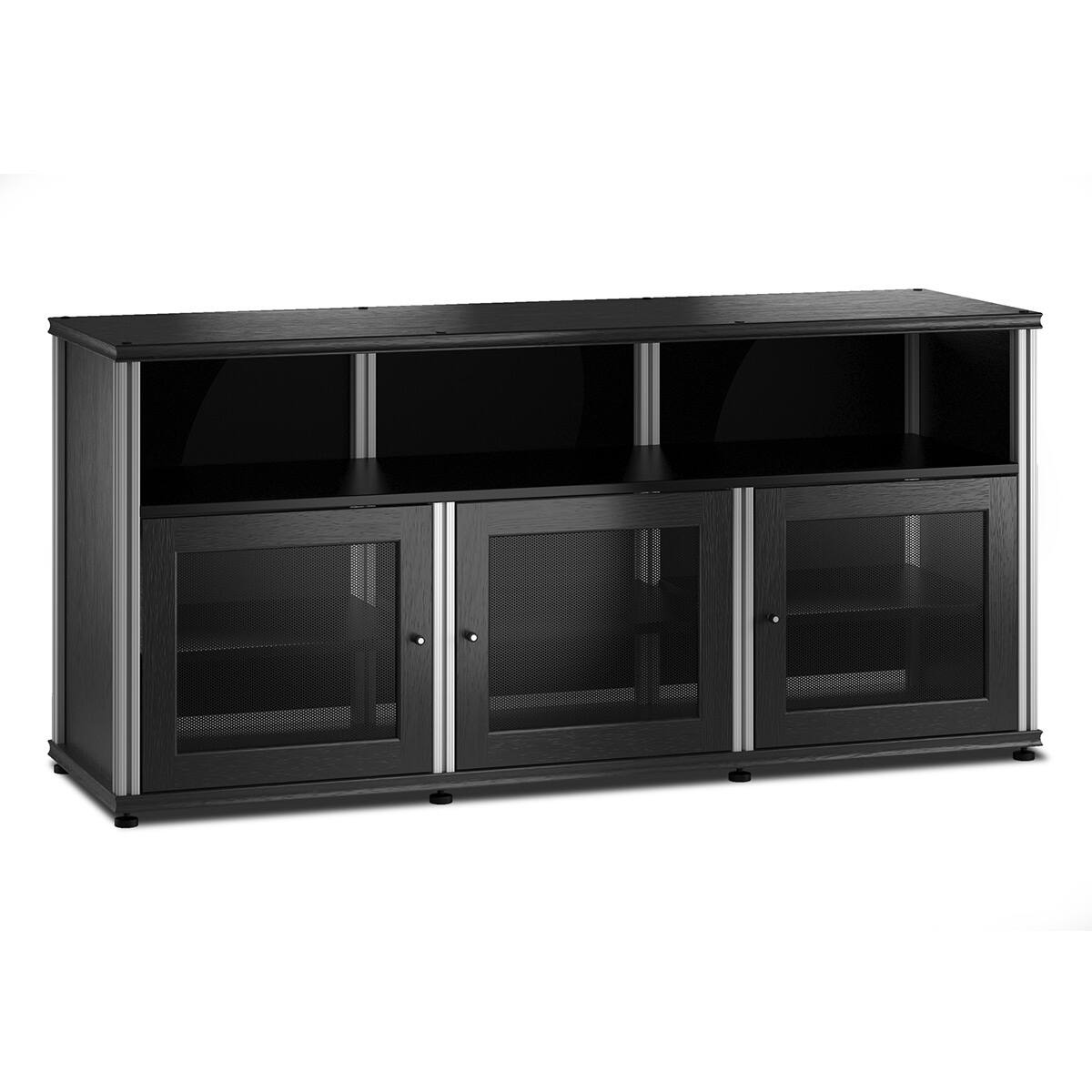 Front. Salamander Designs - Salamander Designs Synergy 339 Triple AV Cabinet (Black Oak with Aluminum Posts) - Black Oak/Aluminum.