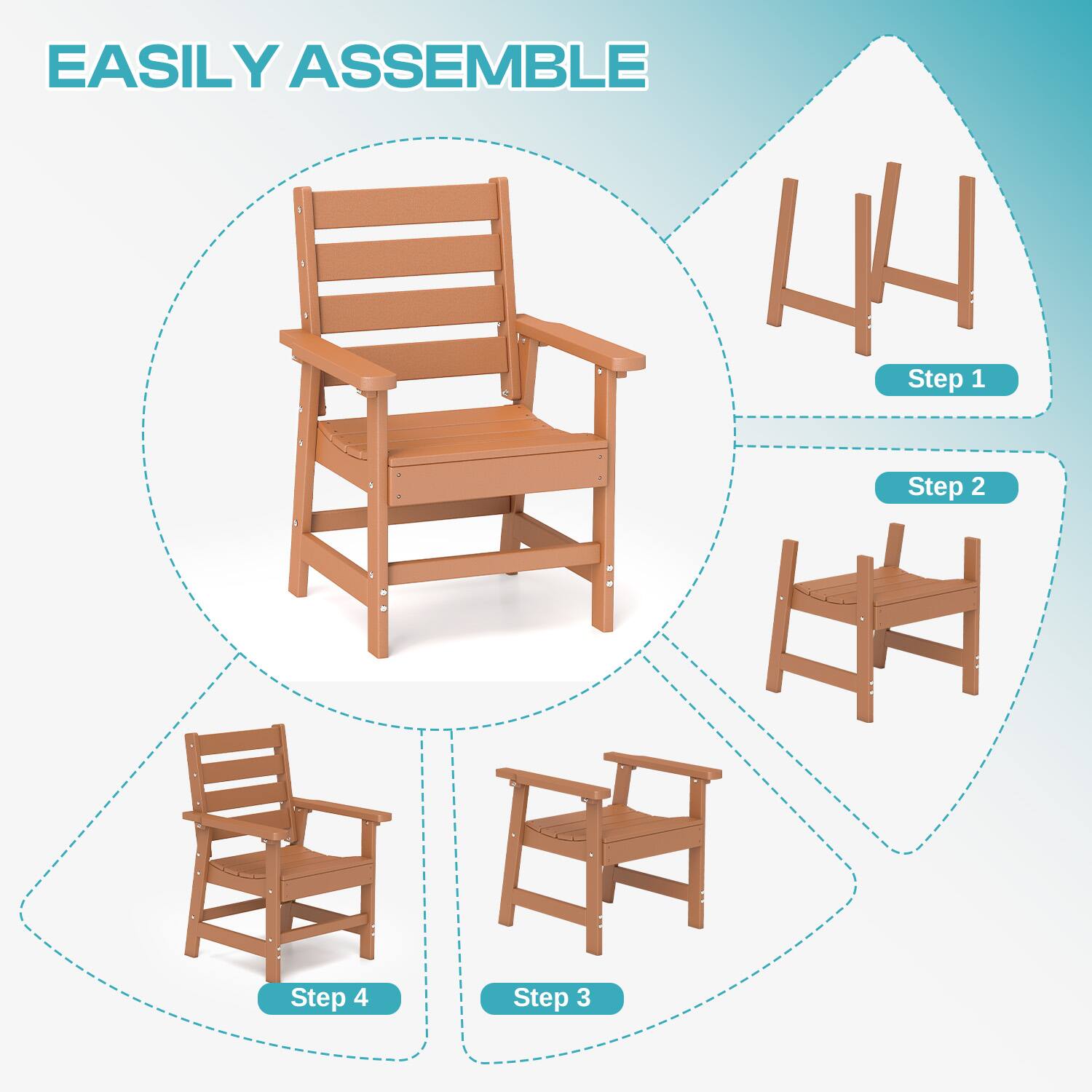 EASILY ASSEMBLE

Step 1

Step 2

Step 3

Step 4