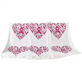 Noble House - Plazatex Together We Rise Decorative Breast Cancer Awarenes Machine Washable Throw 50" x 70" - White & Pink