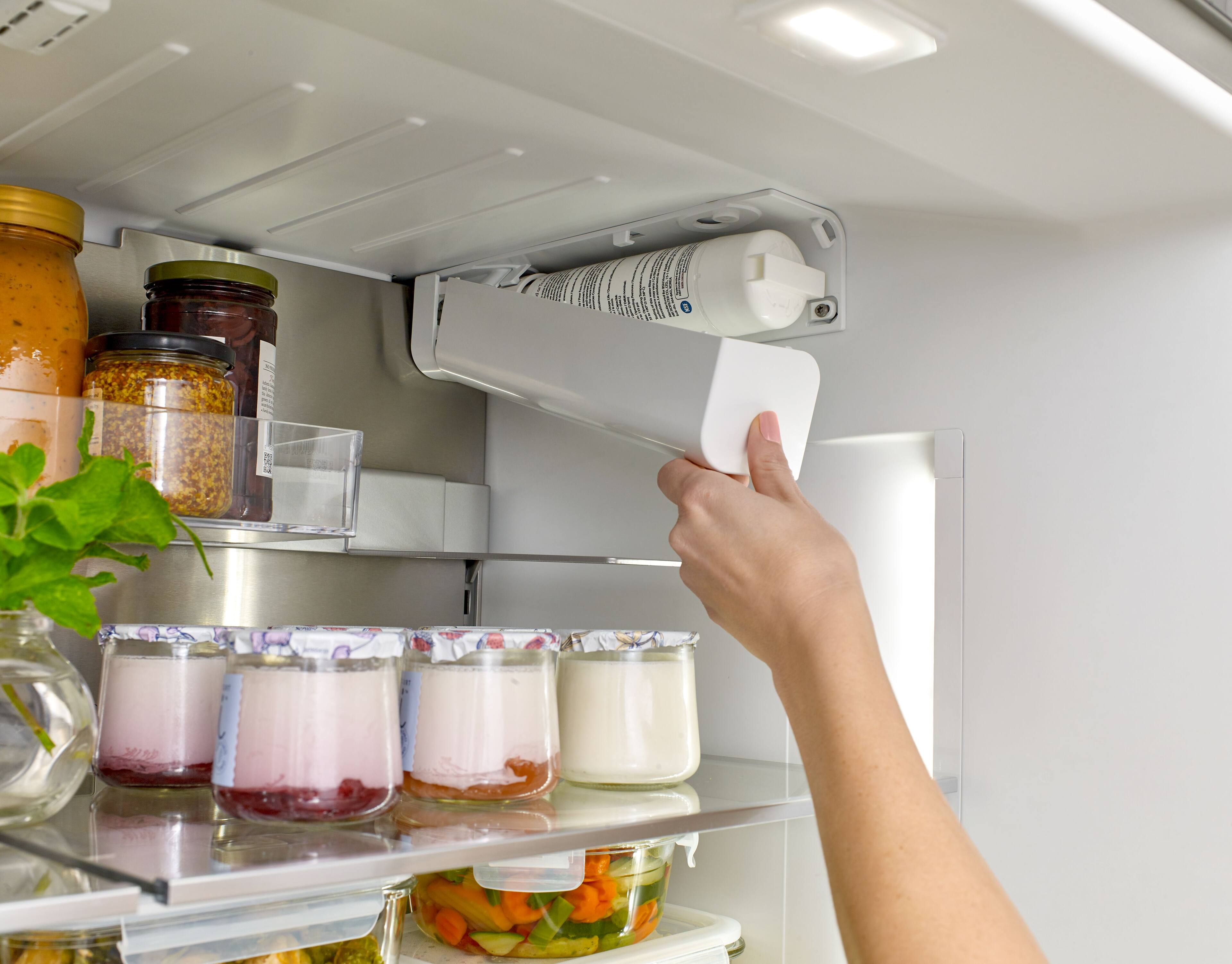 Alt View 8. Bosch - 800 Series 36 in. Wide 21 Cu. Ft. French Door Counter-Depth Smart Refrigerator - Black Stainless Steel.