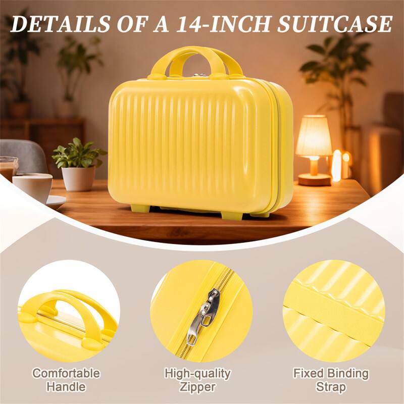 DETAILS OF A 14-INCH SUITCASE

- Comfortable Handle
- High-quality Zipper
- Fixed Binding Strap