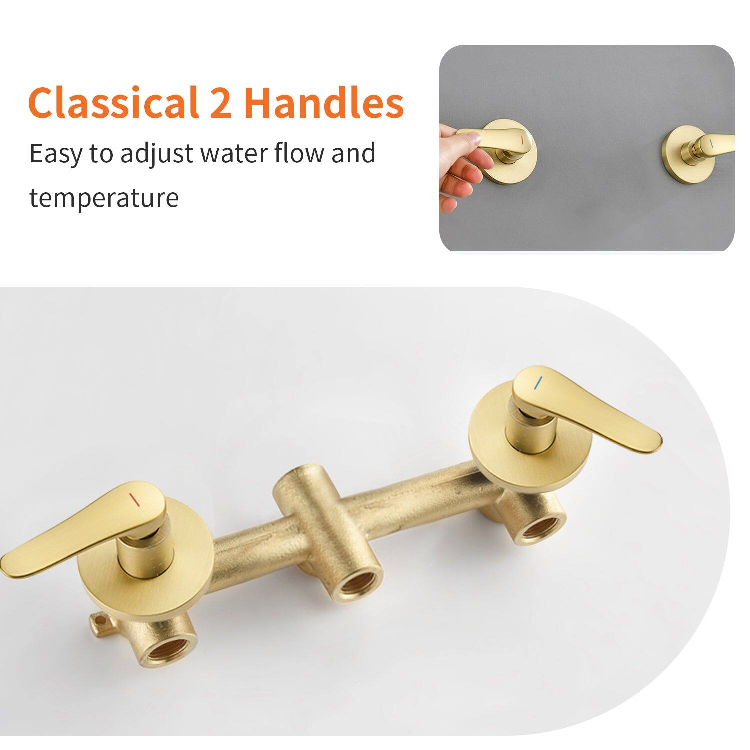Classical 2 Handles  
Easy to adjust water flow and temperature