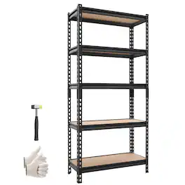 VEVOR - Storage Shelves, 5-Tier Adjustable, 2000 lbs Capacity, Heavy Duty Garage Storage Shelving Unit, Metal Utility Rack Shelf - Black