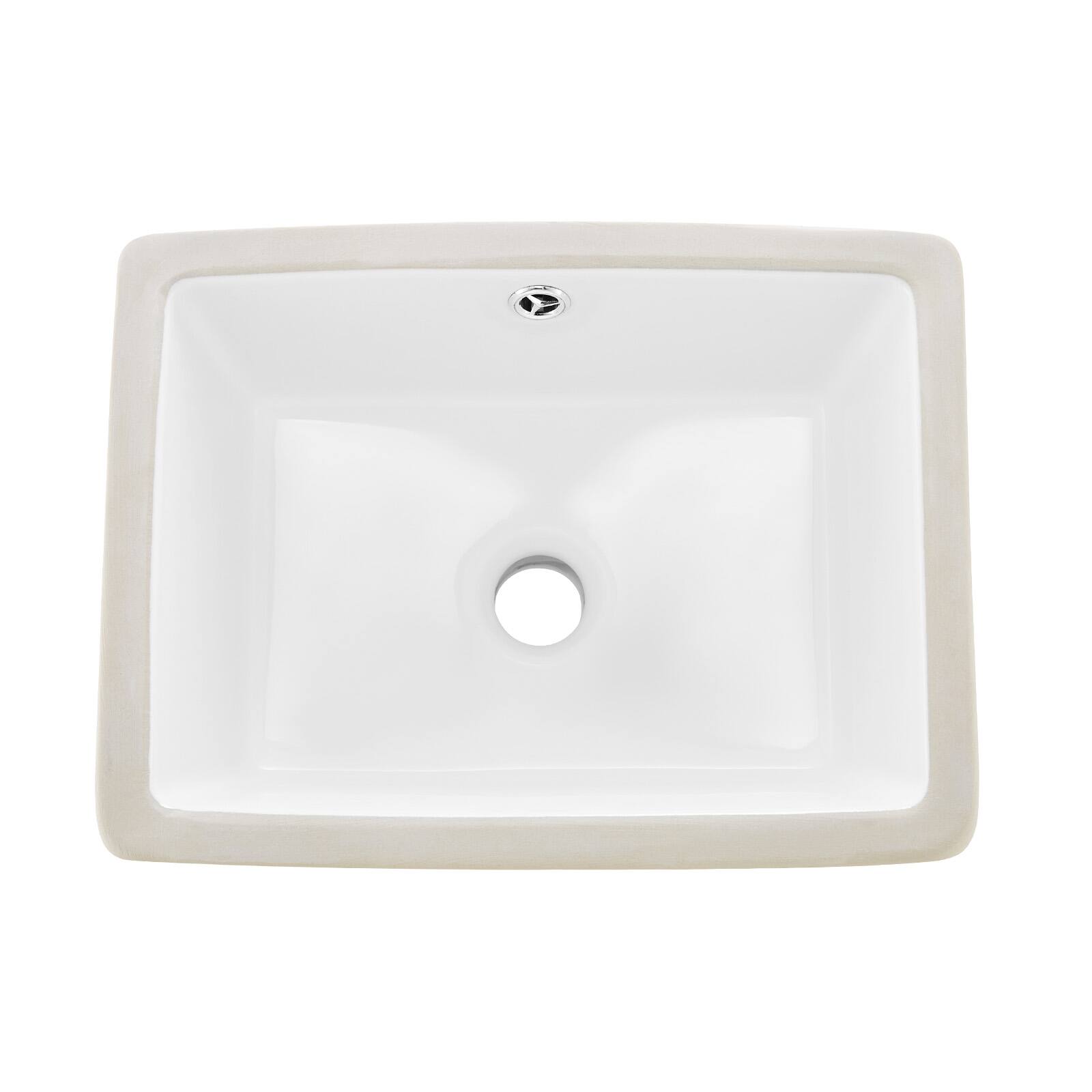 Alt View 5. VEVOR - Undermount Bathroom Sink, 15.75x12.01 In Rectangular White Ceramic Vessel Sink with Overflow Hole, Rectangle Small Space - White.