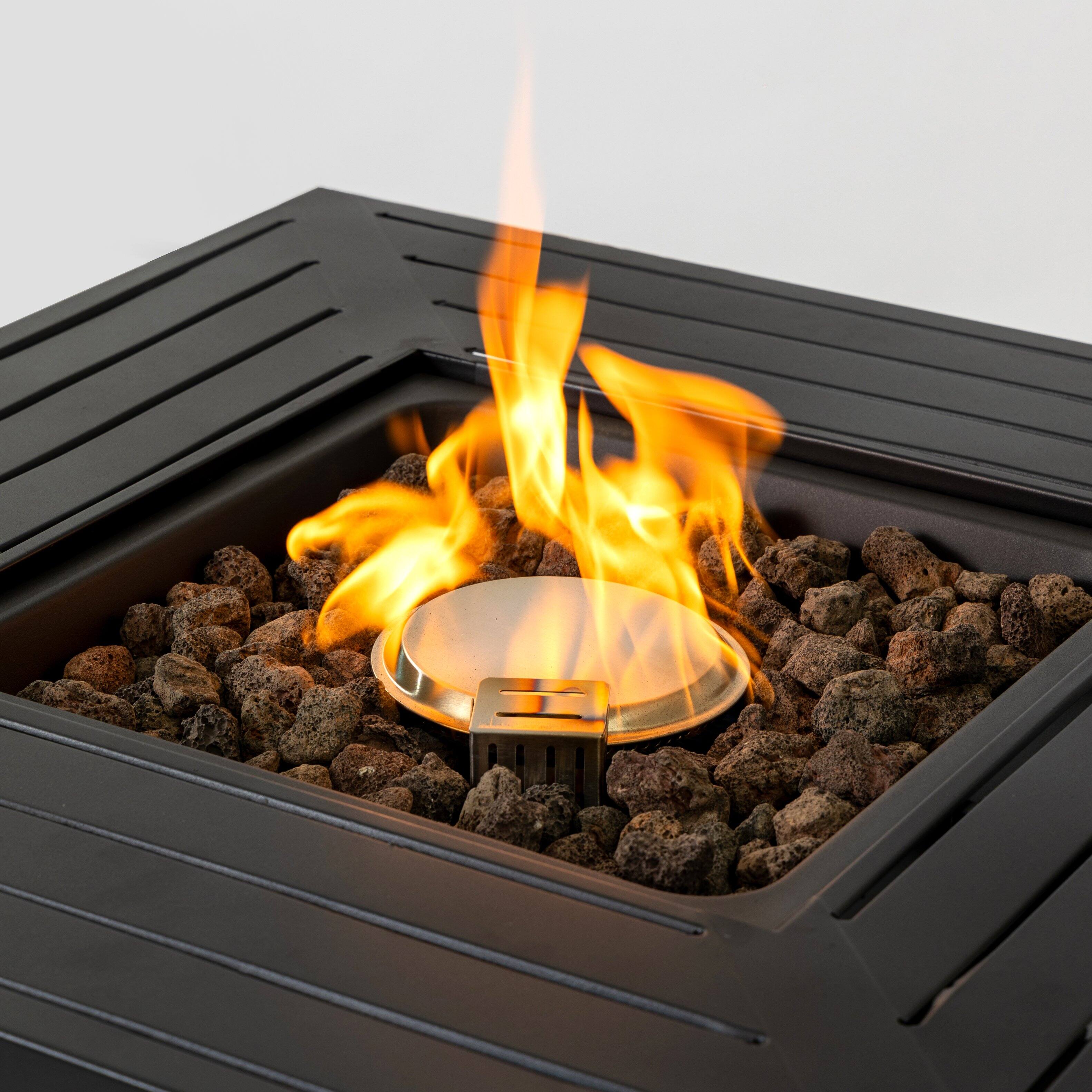 Alt View 4. Dexmalle - Dexmalle-28Inch Iron Square Propane Fire Pit Table-Black.