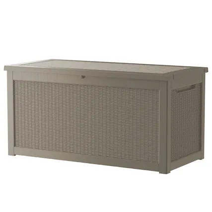 Front. Decksplore - 320 Gal. Outdoor Resin Waterproof Deck Box with Lockable Lid - Brown.