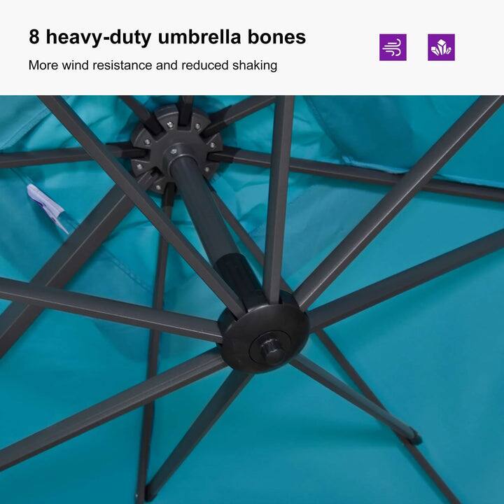 8 heavy-duty umbrella bones  
More wind resistance and reduced shaking